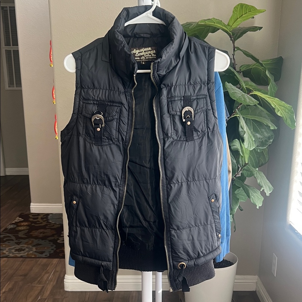 American Exchange Black Quilted Vest
